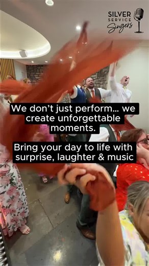 WARNING: Your wedding guests will be TALKING ABOUT THIS for years to come! 🤯 UK's highest-rated singing waiters with 3,000 5★ reviews. Don't miss out - dates are filling fast! Book now and get ready for an unforgettable party! | Silver Service Singers - Singing Waiters