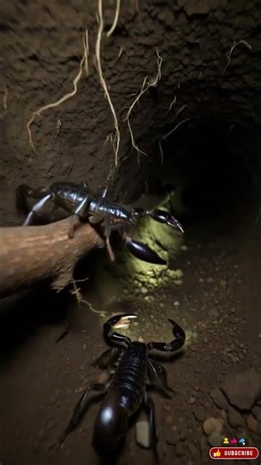 POV: Tiny Camera Mounted on a Scorpion Exploring Its Underground Colony