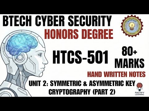HTCS501 Unit 2 |PART 2 | RSA & IDEA Algorithm Explained | AKTU BTech|5th Sem | Cyber Security|Honors