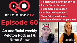 Welcome to Episode 60 of Pelo Buddy TV, an unofficial Peloton podcast and Peloton News show. This week, our top Peloton news stories include the following: - Peloton’s first strength product, the Peloton Guide, was announced along with the Peloton Heart Rate Band. - There is now a pause button for the Peloton Bike & Bike . Tread will come later. - You can now view your scheduled classes, and add to them, from the Bike & Tread. - The Peloton Video Game, Lanebreak, should start accepting beta test