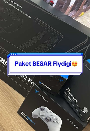 dapet paket SUPER BESAR dari @Flydigi Official Store 🥹🫶 soon aku review controller dan fan cooling nya guys😆🫶 #flydigi #gaminggear #flydigidirewolf4 #phonecooler #laptopcooler