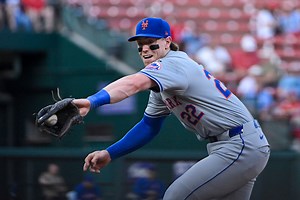 Watch: Brett Baty's collision with third base umpire Doug Eddings