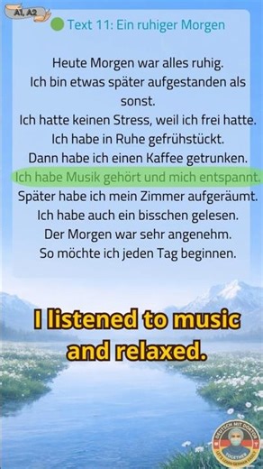 ☕ Relaxing : Ein ruhiger Morgen 🇩🇪 (Hören & Lesen A1-A2) #GermanRoutine #LearnGerman #DeutschLernen