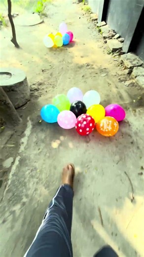 Challenge the staircase obstacle course and pop the colorful balloons. #shorts #experiment