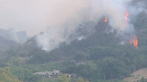 The Thomas Fire Rages Above Large Mansions Near Montecito Santa Barbara County California 1 | Premium Stock Video Footage