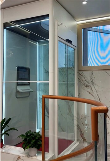 A compact home elevator that requires no pit or machine room—just 1 square meter of space for installation.#homeelevator #homelift #residentialelevator #villaelevator #elevator