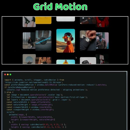 Smooth Grid Motion Animation on Scroll 🚀 | Pure CSS + JavaScript | Modern UI Effect #shayanxcoding