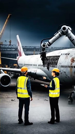 When machines attack airplane getting crushed mercilessly ✈️🔥