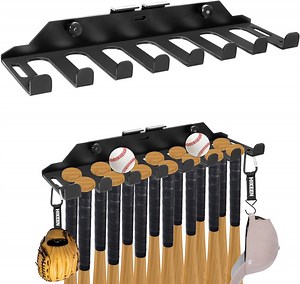 Adoreal Baseball Bat Holder, Dugout Fence & Wall Mounted Baseball/Softball Bat Rack, Heavy Duty Steel Storage Rack Holds 14 Bats