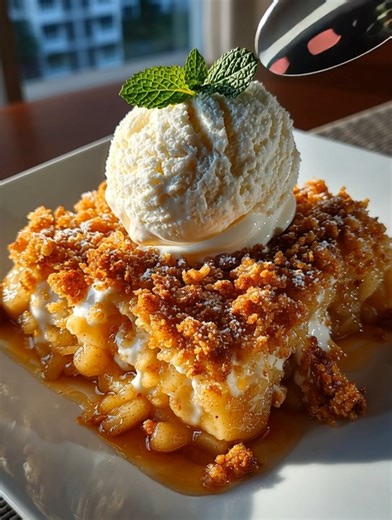 Warm, buttery, and melting with sweet cinnamon-spiced apples! EASY APPLE CRISP 🍏🍨🍯 🧂 Ingredients: ▸ 6 medium apples ▸ 2 tablespoons lemon juice ▸ 1/4 cup granulated sugar...👇💬 #AppleCrisp #WarmDesserts #FallBaking | Easy Trending Recipes