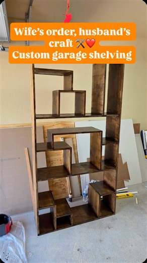 When your wife asks… you build 💪📚 Custom garage bookshelf | Built with love#handymanservices #fixorallc#woodworking | Fixora LLC
