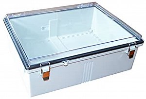 BUD Industries PTQ-11073-C IP 67 PC 10 Percent Fiberglass Hinged Enclosure 13.78" L x 6.3" W x 17.72" H, Gray