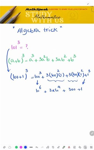 Cubing 101 the Smart Way | Binomial Expansion Trick. Mental Math Hack: 101³ = ? #maths