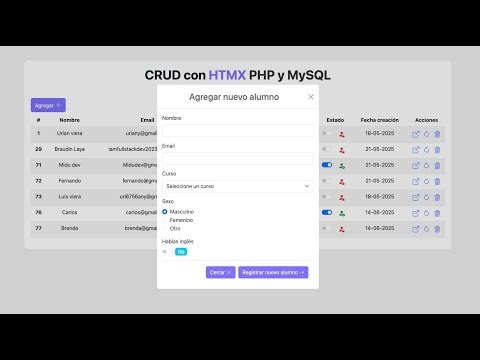 Modern Modals: Dynamic Modals using 𝗛𝗧𝗠𝗫, 𝗣𝗛𝗣 𝘆 𝗠𝘆𝗦𝗤𝗟 Step by Step