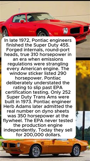 Pontiac Built a 310-Horsepower Engine in 1973 — The Sticker Said 290 to Trick Government Inspectors