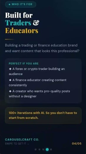 100+ AI iterations → carousel system that works. Light/dark themes · Full copy package ·