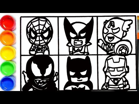How to Draw Avengers Superhero - Iron Man, Spider Man, Captain America, Wolverine, Batman, Venom