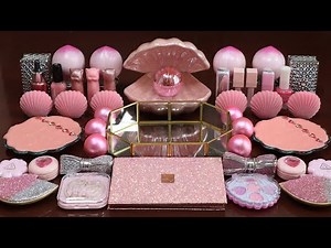 Mixing"PINK" Eyeshadow and Makeup,parts,glitter Into Slime!Satisfying Slime Video!★ASMR★