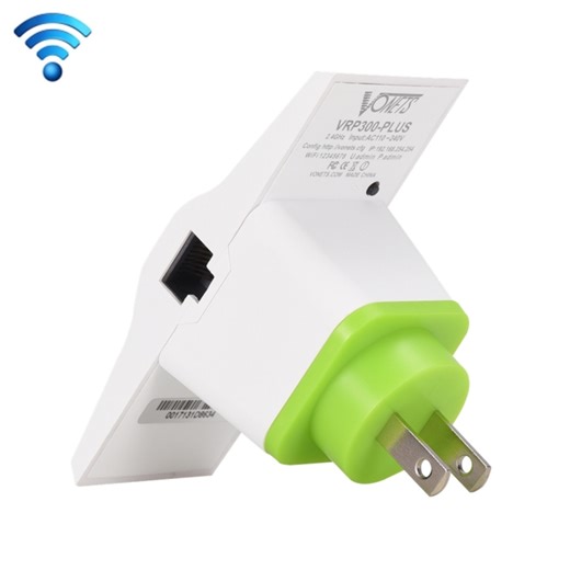 [$13.58] VONETS VRP300 PLUS 2.4GHz 300Mbps Wall Plug Wireless WiFi Repeater / Bridge with Dual Network Ports, US Plug