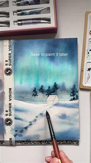 How to paint snowy watercolor landscape #beginnerarttips #art #watercolor #painting #winterpainting