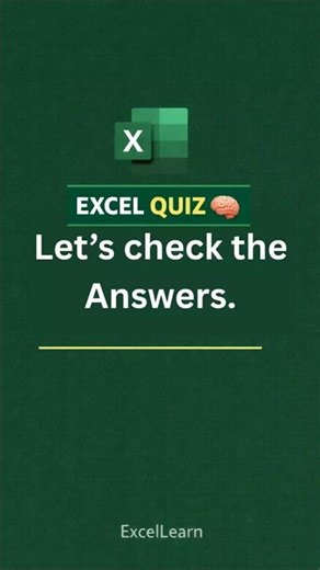 Excel Quiz Answers 🧠 | Day 1–16 #excel #excelforbeginners #excelquiz