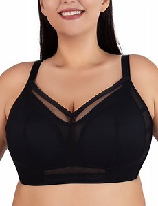 ANYIRIS Minimizer Bras for Women Full Coverage No Underwire Plus Size Wireless Bras with Support and Lift (Black, 40C)