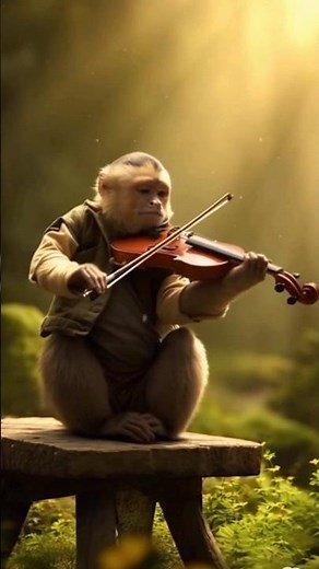 Monkey Playing the Violin😮