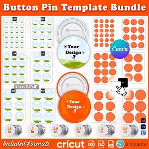 Button Pin Template Bundle, Button Pin Sublimation, Button Pin, Blank Pinback Button, Button Pin SVG, Canva Frames, Badge Template, Buttons - Etsy