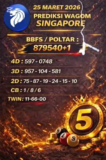 PREDIKSI SGP RABU 25 MARET 2026 / TARIKAN PAITO / RUMUS KEPALA EKOR SGP