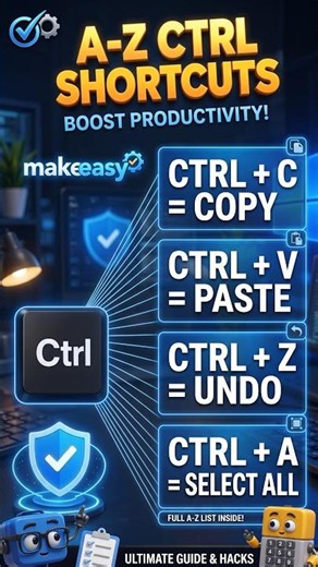 Master Essential Ctrl Shortcuts to Boost Productivity 🚀 #makeeasy #shorts