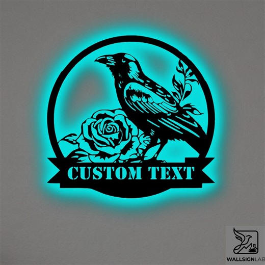 Custom Crow Raven Metal Wall Art – RGB LED Gothic Decor, Haunted House Sign - Etsy