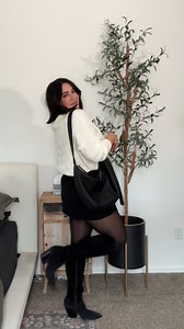 The viral mini skort - what do we think of this holiday look? Comment “so cute” and I’ll send links, sizing details and more! Midsize office holiday party outfit, mini skort styled for winter, holiday style, aerie style, Abercrombie style, midsize fashion, fun winter fashion. | Balkanina
