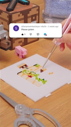 Minecraft Iron GOLEM but… made with Perler Beads🗿 #minecraft