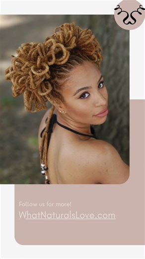 Embrace the Petal Rose Loc Buns as a statement of your creative spirit and natural elegance. Ideal for any occasion, this locs hairstyle will allow your personality to shine through in full bloom. #locpetals #locstyles #sisterlocks Learn More on How to Create Petal Rose Loc Buns - A Step-by-Step Guide - https://whatnaturalslove.com/blogs/locs-hairstyles/how-to-create-petal-rose-loc-buns-a-step-by-step-guide | What Naturals Love