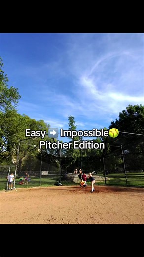 Easy ➡️ Impossible 😳 Pitching!⚾️ *according to my scale😂 #softball #pov #fyp #slowpitch #nyc