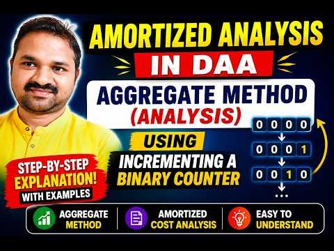 Amortized Analysis in DAA || Aggregate Method(Analysis )using Incrementing a Binary Counter || DAA