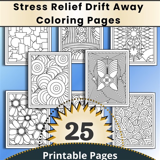 25 Stress Relief Coloring Pages | Mindfulness Printable | Mental Health Activity | Relaxation Download - Etsy