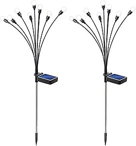 Sensor Brite Solar Garden Lights, Adjustable Firefly Lights with 10-Hour Illumination, Auto ON/Off Outdoor Garden Lights, Easy Install LED Light Pair, Weatherproof Garden Decor, Pack of 2