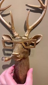 GUASDIE Animal Heads Wall Decor, Gold Faux Deer Head Mount, Animal Sculptures Wall Decor, Vintage Resin Hanging Decoration for Living Room Bedroom Kitchen Office Gift,5pcs