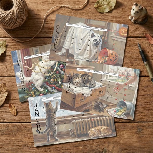 Cat Calendar, 2026 Desk Calendar, Cat Lover Gift, Cat Illustrations - Etsy