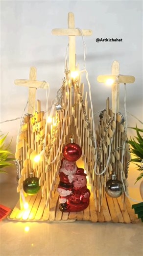 Christmas Craft / Icecream sticks Church ⛪ #shorts #christmas #diy