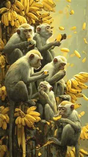 monkeys eating the bananas 🍌 #monkey #monkey #cute #aicreator