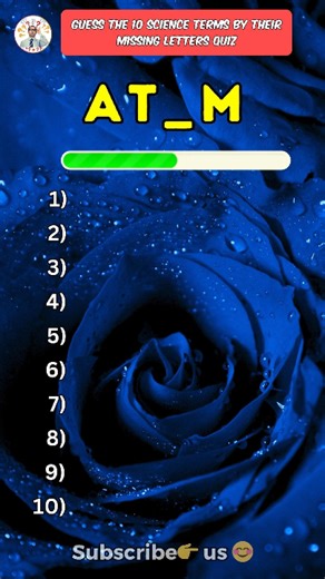 2.9M views · 113K reactions | Guess the 10 Science Terms by missing letters quiz  #science #scienceterms #sciencequiz #trivia #quiz #reels #triviamingle | Trivia Mingle | Facebook