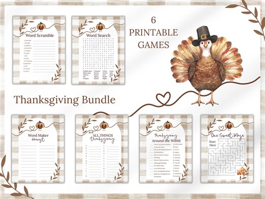 Thanksgiving Activity Bundle | Turkey Games Printable | Instant Download - Etsy