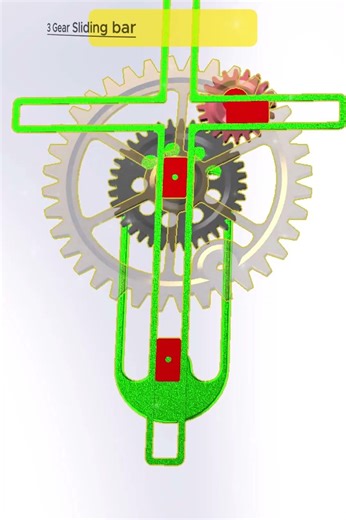 3 Gear Sliding Bar Mechanism | Gear Motion Converter ⚙️ #shorts