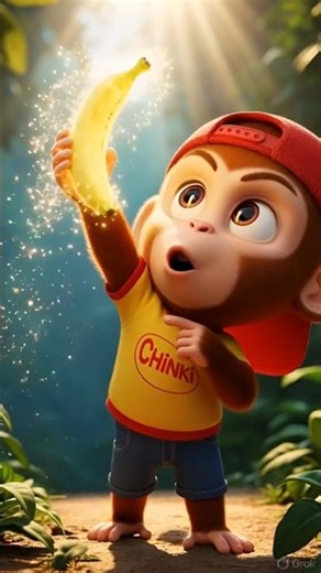 “चिंकी बंदर और जादुई केला 🍌🐵 | 12 सेकंड की मजेदार Kids Story ✨” #shorts #kidssongs