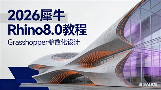 🚀 犀牛Grasshopper零基础到精通！参数化设计核心逻辑 实战案例拆解｜掌握数据思维快速出图曲面优化，附全套电池图与项目文件！期待你的三连支持！