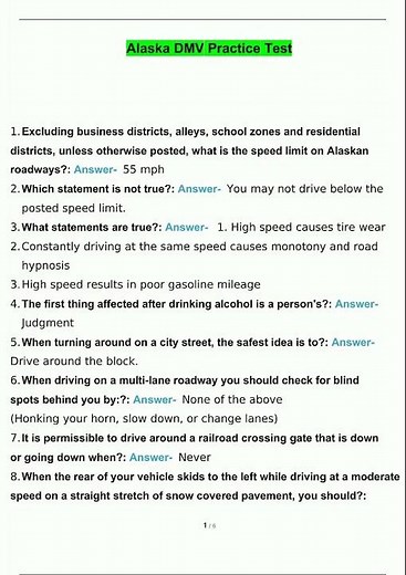 Latest Alaska DMV Practice Test Questions and Answers with complete solution25 video