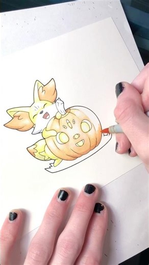 Drawing a fennekin pumpkin