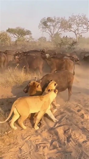 Epic Wilderness Battle Lion Attacks Buffalo #LionAttack #WildLife #LionVsBuffalo #NatureIs #shorts